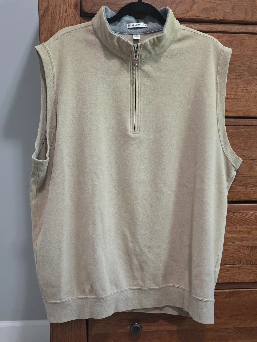 Peter Millar Tan Sleeveless Half-Zip Pullover Vest
